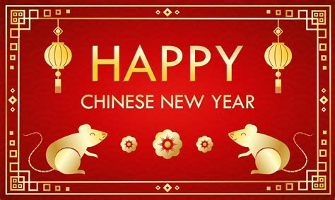 Happy Chinese New Year greeting card template on red background 692306 ...