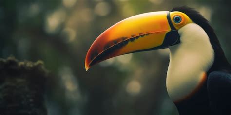 Premium AI Image | The tip of a toucan's beak is red