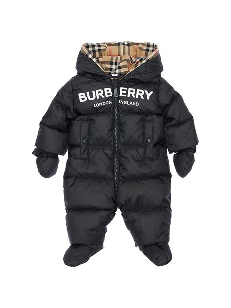 Burberry Babies' Logo Print Nylon Down Romper In Black | ModeSens