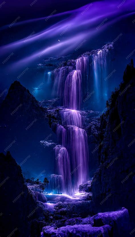 Premium AI Image | A waterfall in the night sky