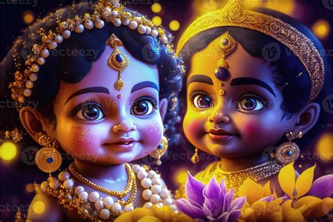 little Krishna and Radha cute image 21979721 Stock Photo at Vecteezy