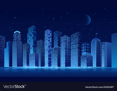 Futuristic city neon architecture landscape Vector Image