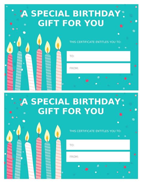 Birthday gift certificate Bright design Template in Word (.Docx File ...