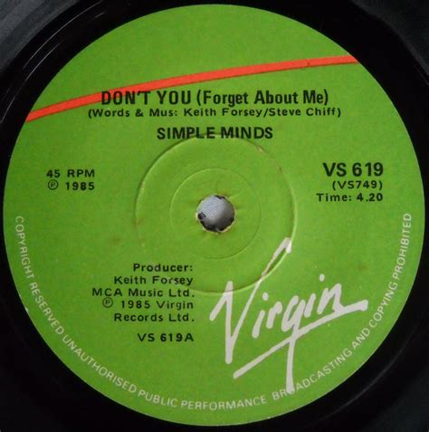 Simple Minds - Don't You (Forget About Me) (1985, Vinyl) | Discogs