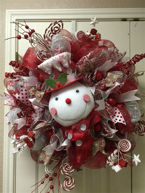 Red/White Snowman deco mesh wreath by Twentycoats Wreath Creations ...