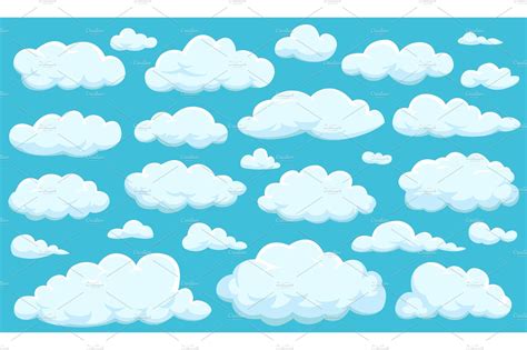 Set of clouds of different shapes in the sky for your web site design ...