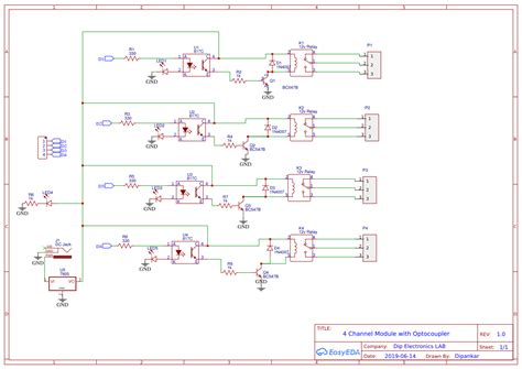 4 channel relay module with opto - OSHWLab