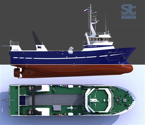 Small fishing trawler. Project T30B - Design. SeaTech ltd