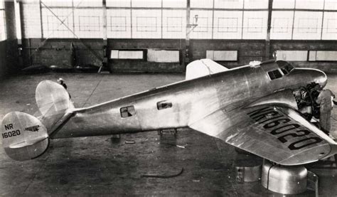 Amelia Earhart's Lockheed Electra plane in a Wheeler Field hangar being ...