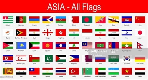 All Asian Flags - Icon Set - Vector Illustration | Asian flags, Flag ...