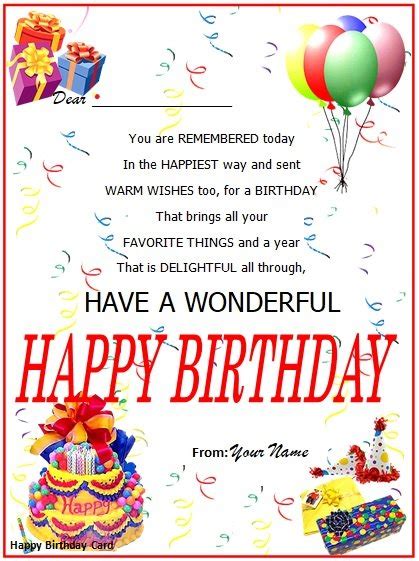 Free Printable Happy Birthday Card Templates (Word / PDF) - Best ...