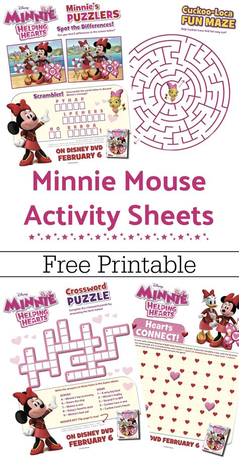 Free Printable Minnie Mouse Activity Sheets + Minnie: Helping Hearts ...