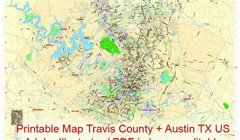 Map Of Marble Falls Texas Editable Printable Map Travis County Texas ...