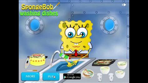 Игры Спанч Боб - Губка моет посуду (SpongeBob washing dishes) - YouTube