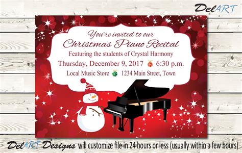 Piano Recital Invitation Orchestra Concert Invite Christmas