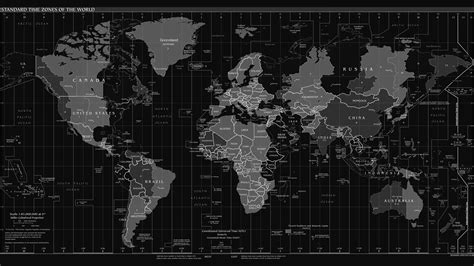 Dark Time Zone World Map Wallpaper(5570×3133)