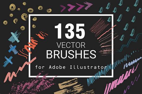 135 Vector Brushes for Illustrator By struvictory.art | TheHungryJPEG