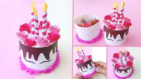 Paper Cake Box Tutorial / Birthday Cake Gift Box / how to make paper ...