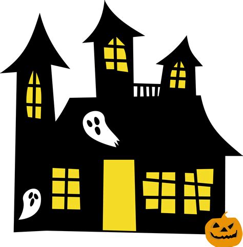 Hauntedhouse Yellowwindows Clipart Of Spooky - Halloween Haunted House ...