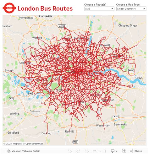 London Bus Routes - The Benefits of Linear Geometries in Tableau 10.4