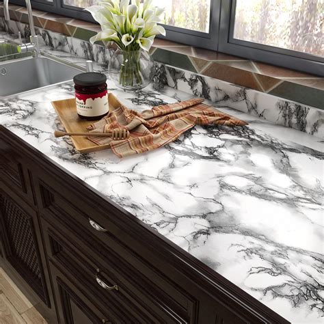 LaCheery Grey Marble Countertop Contact Paper Light Grey Marble Peel ...