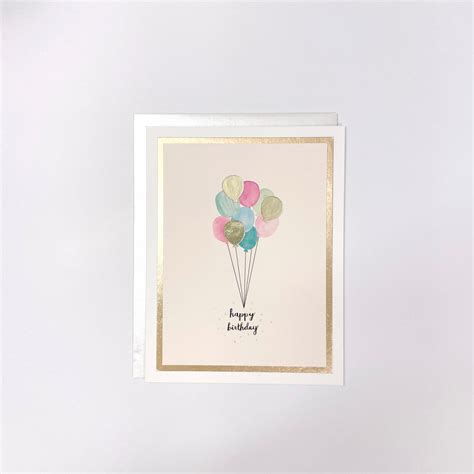 Handmade Birthday Balloons Card Watercolor Design Classy & Multi-color ...