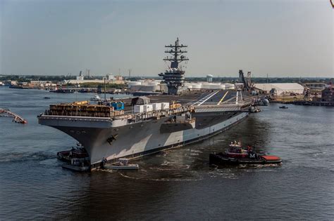 Carrier USS Eisenhower Leaves Norfolk Shipyard After Two Year of ...