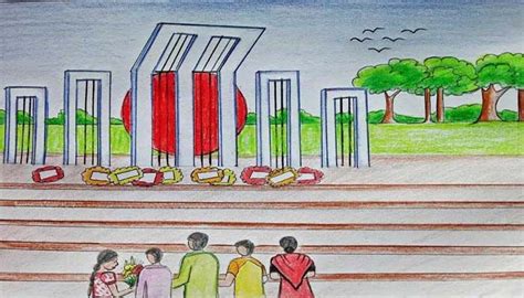 Shaheed Minar Art, Shohid Minar Painting, Shohid Minar drawing picture ...