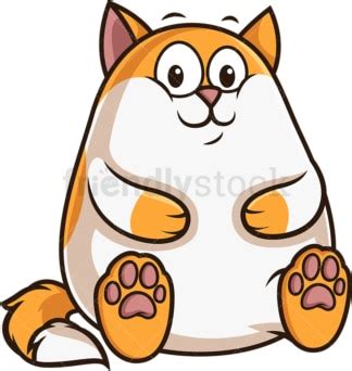 Fat Cat Cartoon Clipart Vector - FriendlyStock