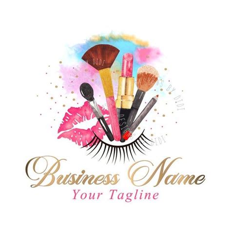 Makeup Logo Design, Beauty Custom Logo Design, Cosmetic Logo Gold Pink ...