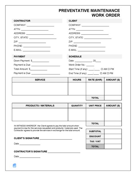 Work Order Forms Printable - Printable Forms Free Online