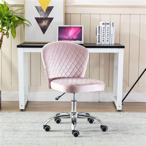 Home Office Computer Chairs with Wheels, Upholstered Armless Ergonomic ...