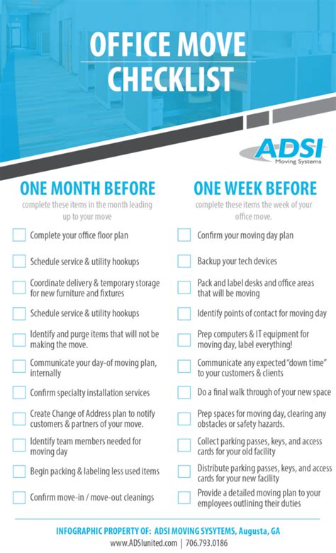 PREPARING FOR YOUR OFFICE MOVE [Checklist] - ADSI