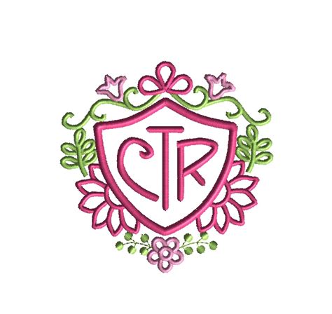 CTR Shield with Flowers Applique Machine Embroidery Design