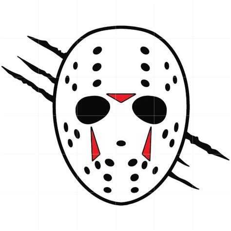 a drawing of a hockey mask with red and black spots on it's face