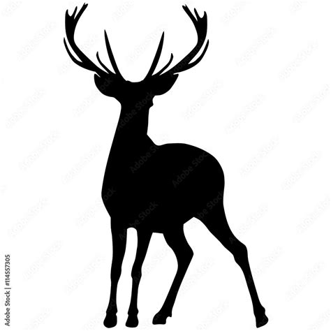 Black silhouette of a deer. Vector illustration Stock Vector | Adobe Stock