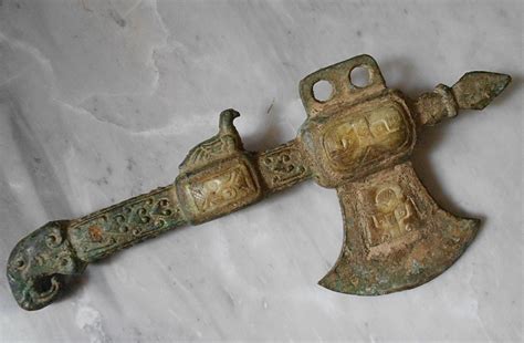 Shang Dynasty Bronze Jade Axe Ancient Chinese Phoenix Jade