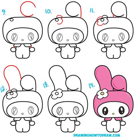 How to Draw Kawaii / Chibi My Melody from Hello Kitty : A Cute Bunny ...