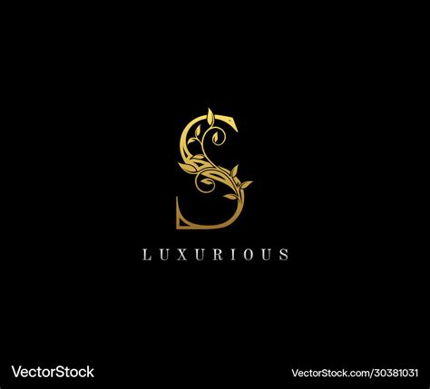 Gold s letter floral hand drawn logo design Vector Image