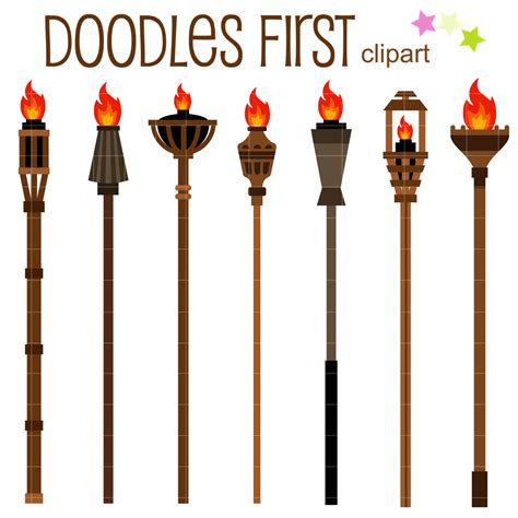 Tiki Fire Torches Clip Art Set – Daily Art Hub // Graphics, Alphabets & SVG