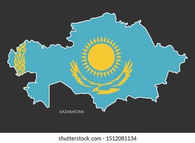 3d Isometric Map Kazakhstan National Flag Stock Vector (Royalty Free ...