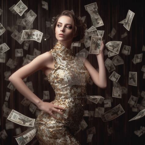 Woman in dress made of money. Photography by Coolarts223 on DeviantArt