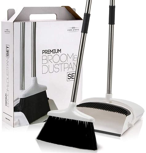 Broom and Dustpan Set - Premium Long Handled Broom Dustpan Combo ...