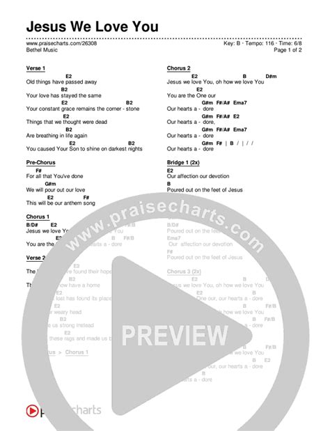 Jesus We Love You Chords PDF (Bethel Music) - PraiseCharts