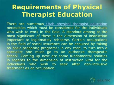 Requirements of Physical Therapist Education