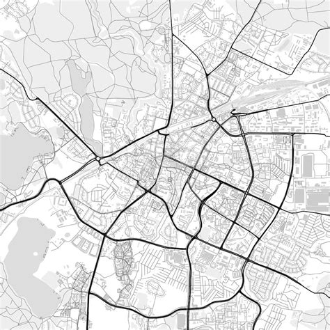 Downtown map of Olsztyn, Poland. Print template version with very rich ...