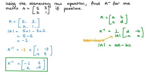 Question Video: Using Elementary Row Operations to Find the Inverse of ...