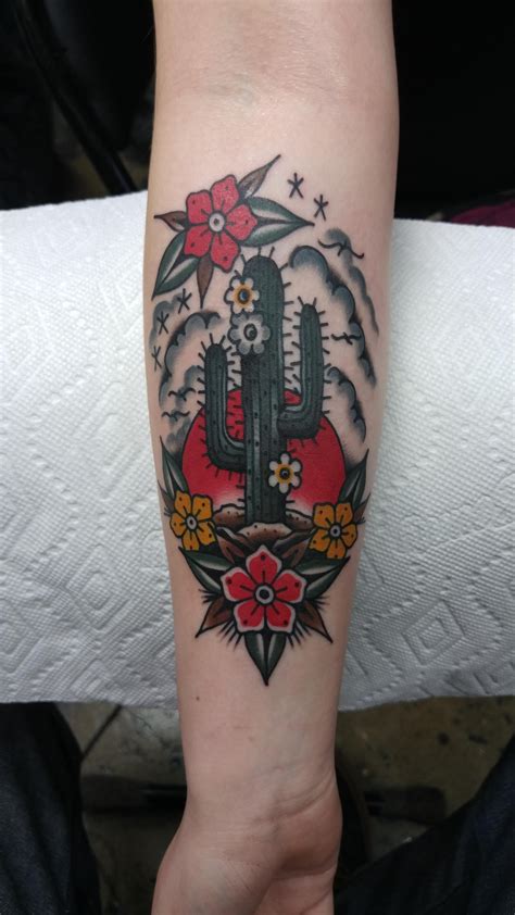 Saguaro cactus by PJ at Gold Club Electric Tattoo in Nashville. Calf ...