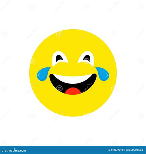 Happy Face Smiling Emoji with Open Mouth. Funny Smile Flat Style. Cute ...