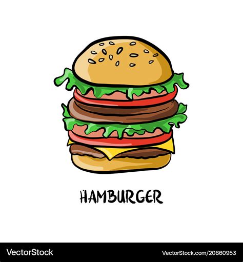 Drawing hamburger Royalty Free Vector Image - VectorStock